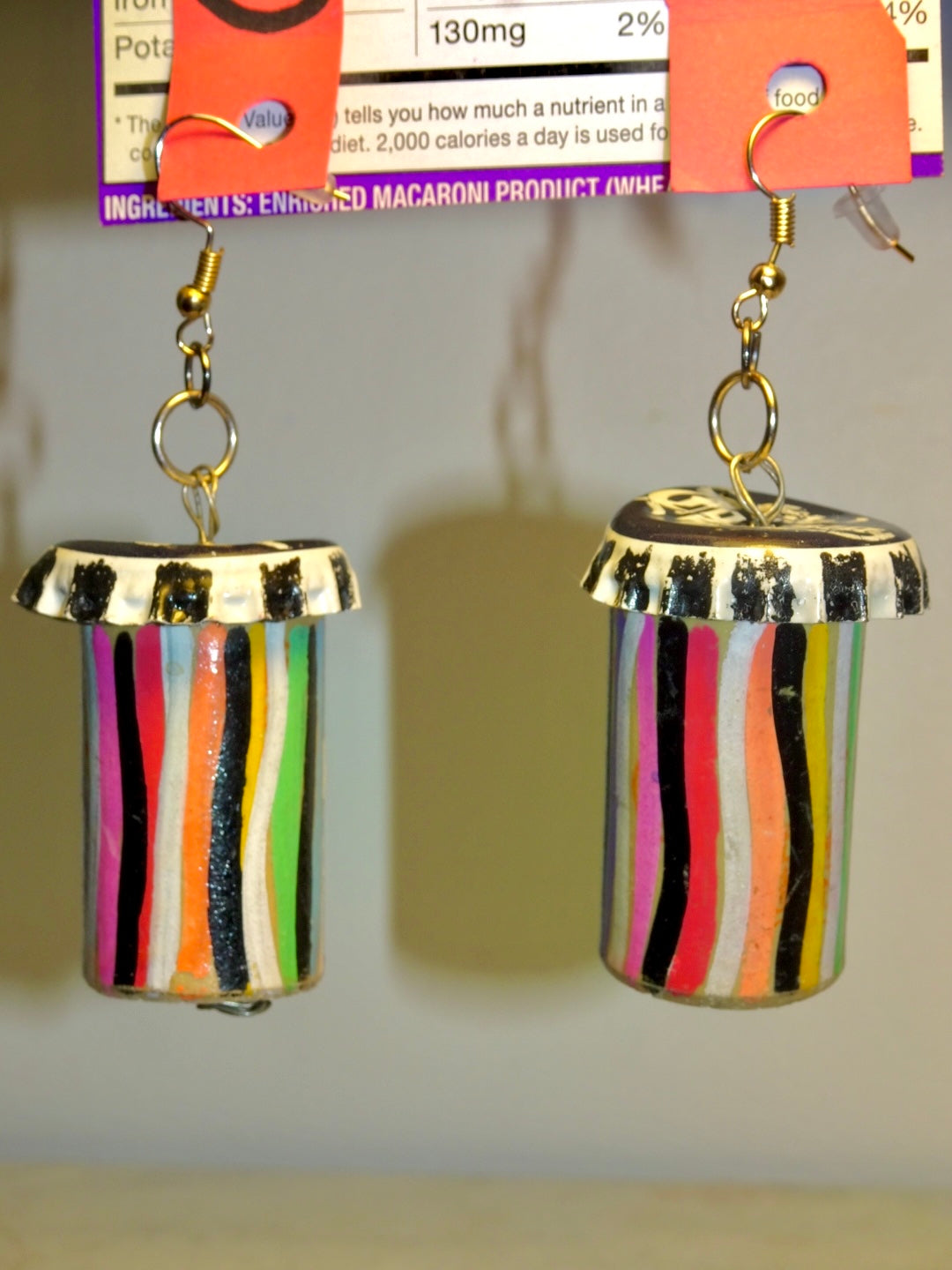 RECYCLED RAINBOW SHROOM EARRINGS