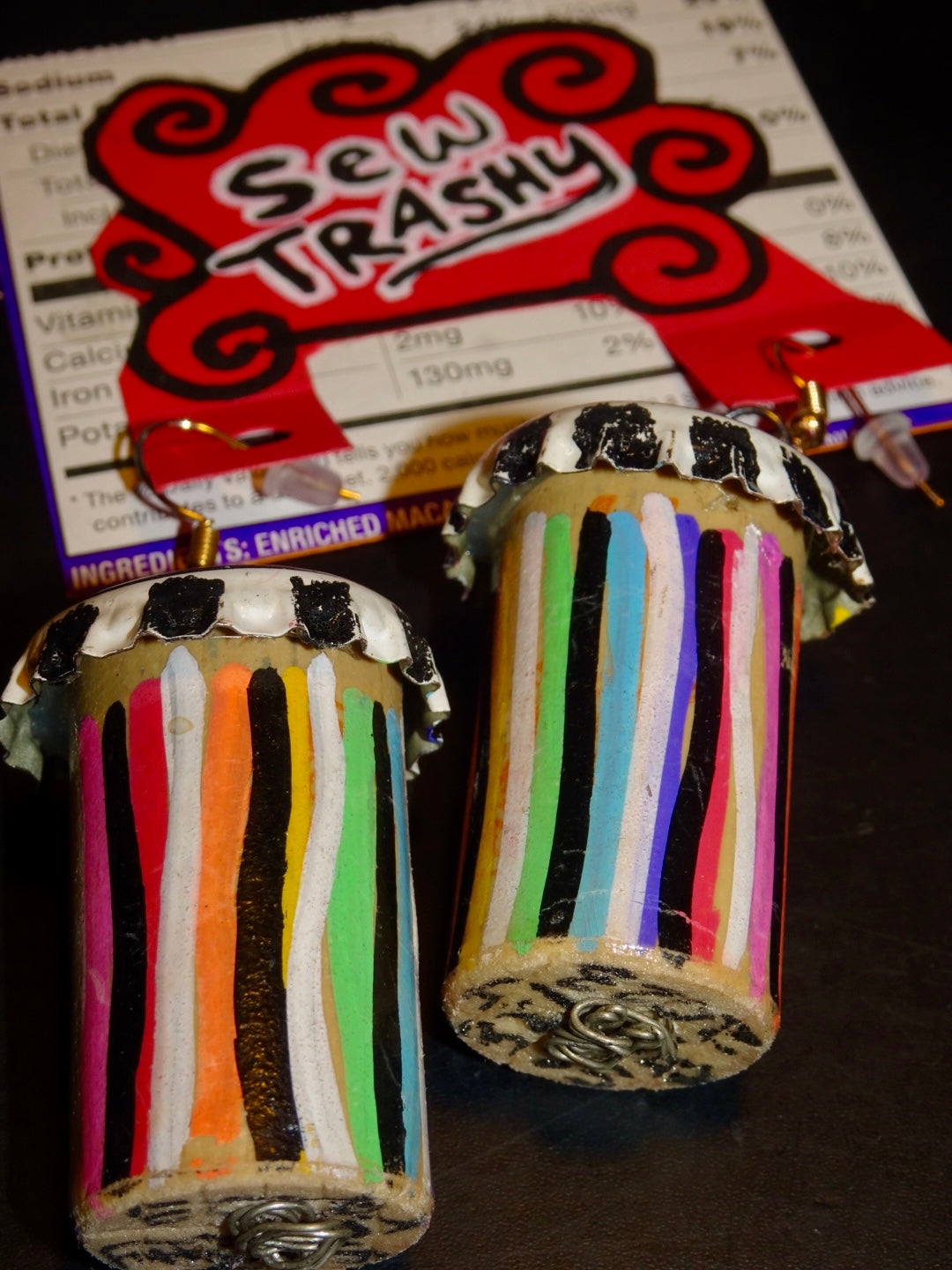 RECYCLED RAINBOW SHROOM EARRINGS