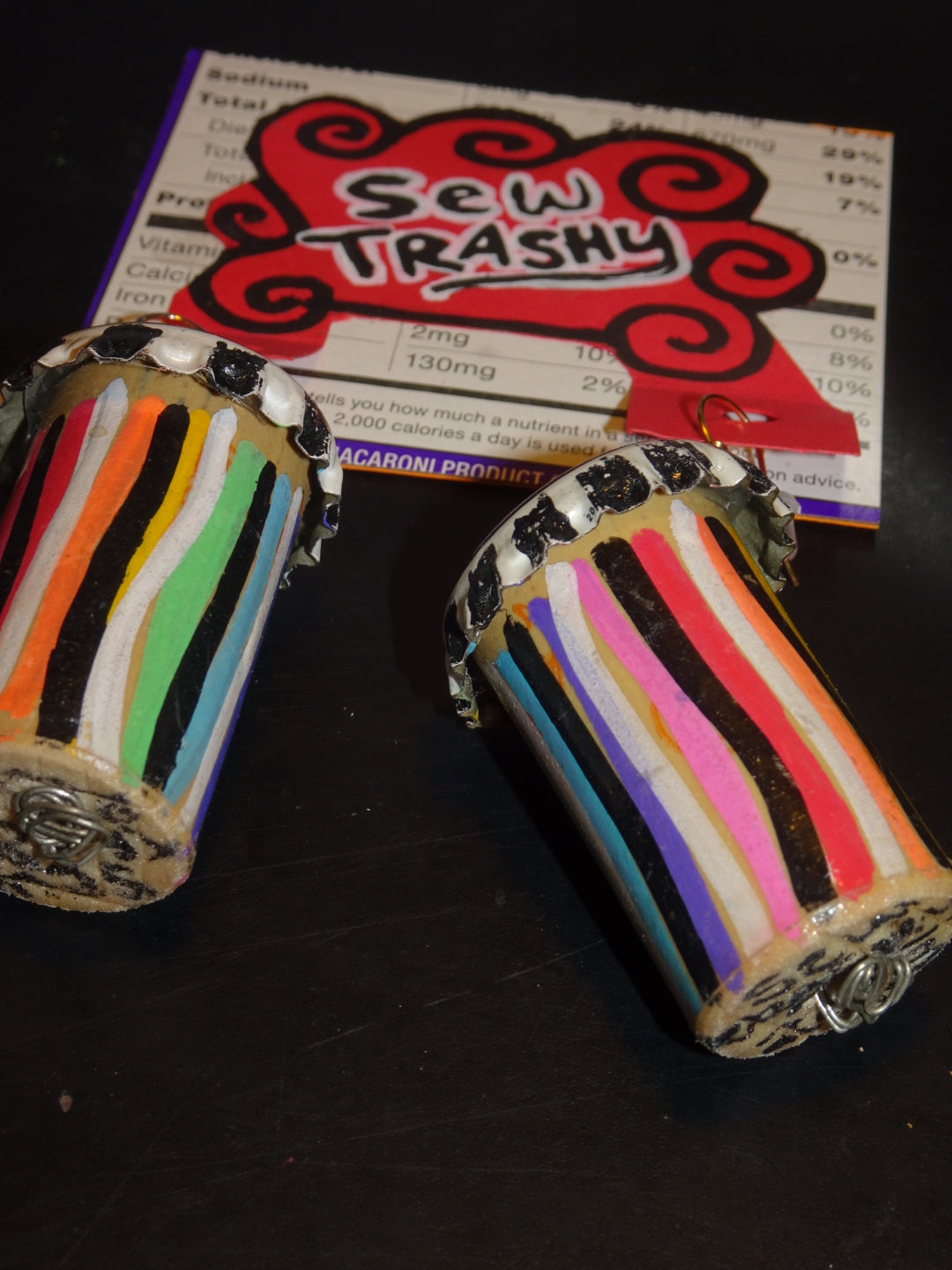 RECYCLED RAINBOW SHROOM EARRINGS