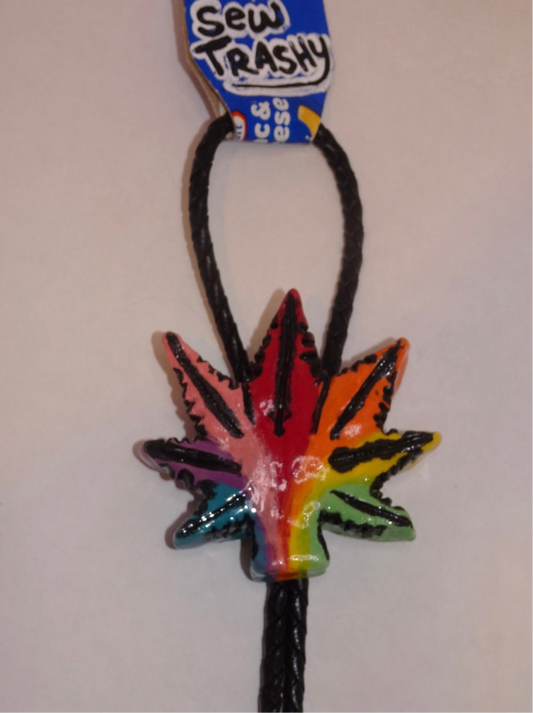 RAINBOW POT LEAF BOLO TIE